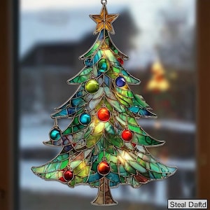 Christmas Tree Acrylic Suncatcher, Festive Holiday Window Hanging Suncatcher, Christmas Suncatcher, Winter Home Decor, Christmas Tree Window