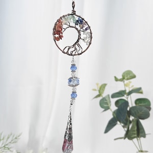 Round tree of life decision pendulum, dried flower resin suncatcher, wedding window decorations, healing demagnetizing gift for her